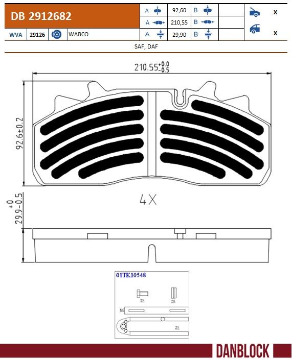 Set placute frana,frana disc DB 2912682 DANBLOCK